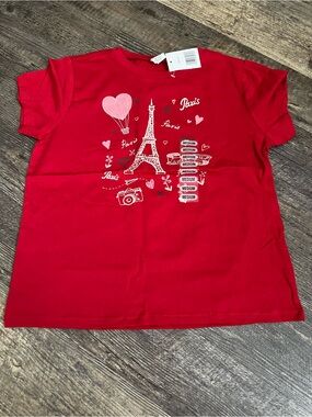 Kids Red Paris Graphic Tee - Unbranded